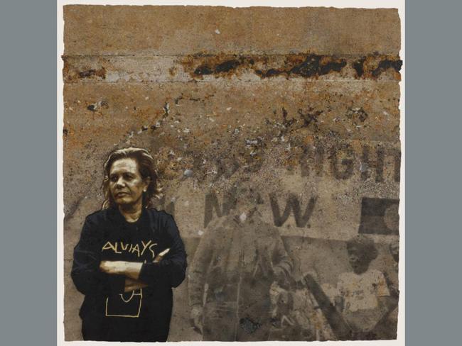 Blood, sweat and tears by Luke Cornish and Christophe Domergue depicts Wiradjuri woman Yvonne Weldon, who was the first Indigenous councillor to be elected by the City of Sydney. Picture: Luke Cornish, Christophe Domergue, Archibald 2025, Photo: Art Gallery of New South Wales, Jenni Carter
