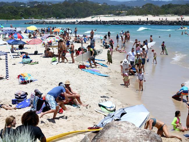 A busy Currumbin Alley on Friday