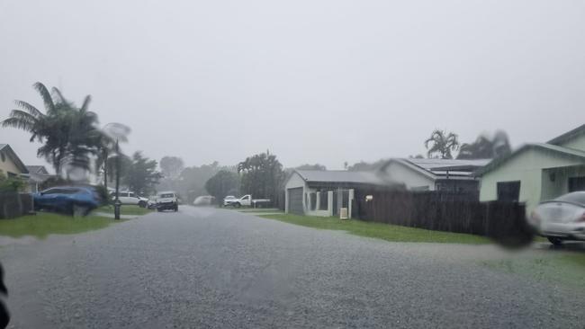 A flooded street in Brinsmead has residents stunned at the pace at which the streets are flooding. Picture: Facebook.