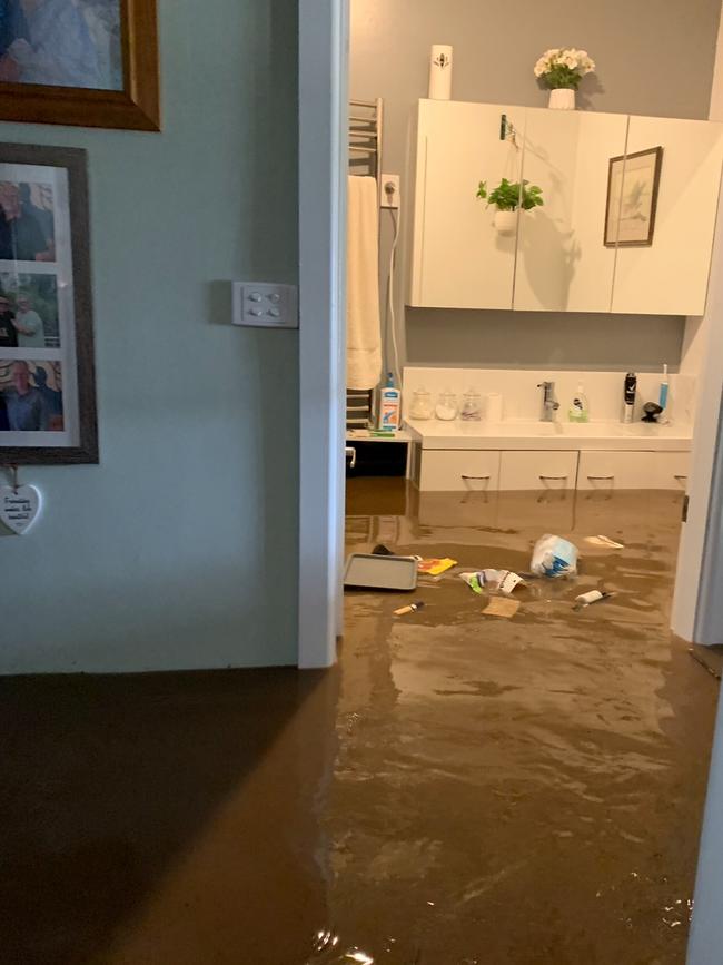 Water flooding the Smiths’ home in Eugowra.