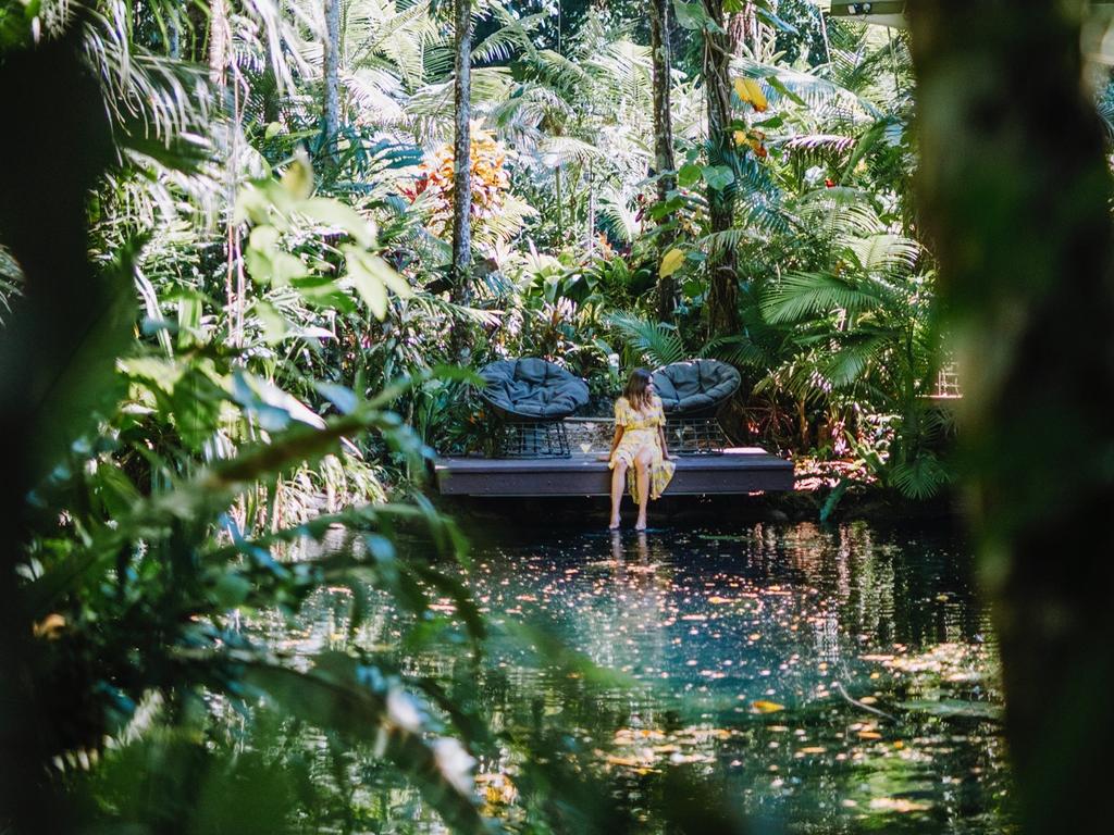 Samantha Harris at Daintree Eco Resort for Tropical North Queensland’s ‘Feel grounded’ campaign. Picture: Will Salkeld Photography