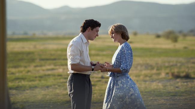 Josh O’Connor as Prince Charles and Emma Corrin as Princess Diana in Llano del Buho, Almeria in a scene from The Crown. Picture: Netflix