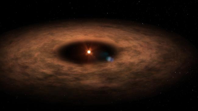 TESS Image of a young Neptune-size world orbiting AU Microscopii, a nearby M dwarf star amid a disk of debris. Picture: NASA.