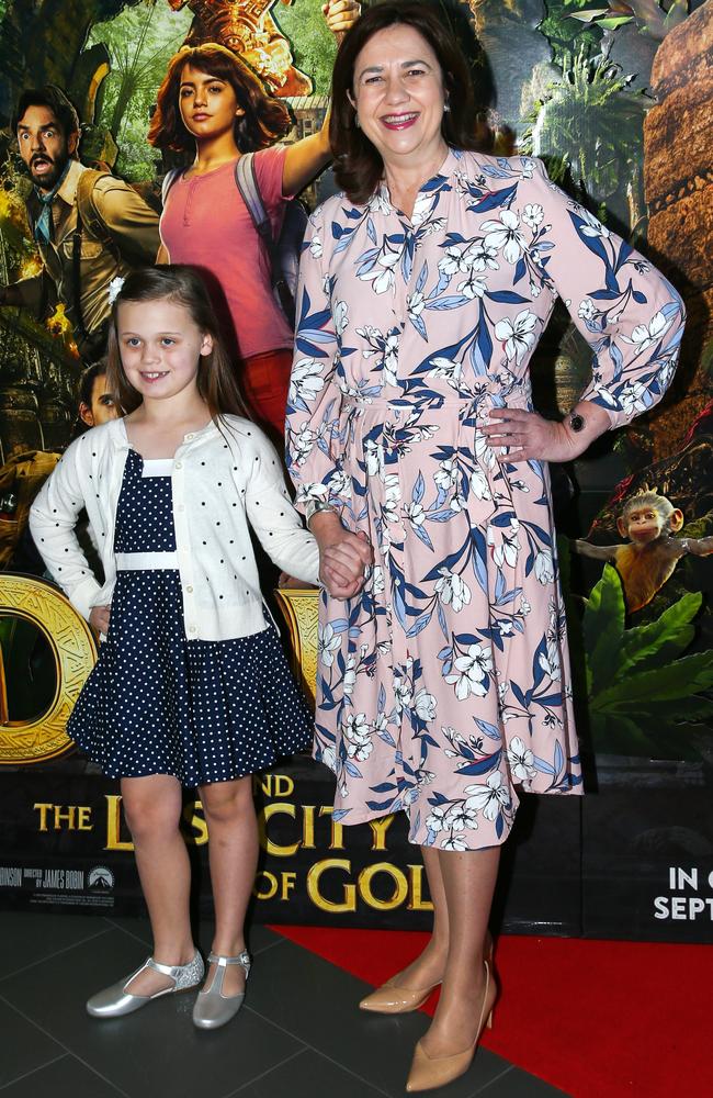 Premier Annastacia Palaszczuk and her 7-year-old niece Lucy attended the Australian Launch of Dora and the Lost City of Gold at Event Cinemas Robina on Saturday. Photo: Nigel Hallett