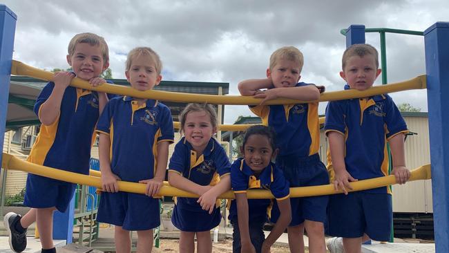 Kulpi State School, Preps 2022. (L-R) Oliver McDonald, Liam Wieck, Briella Murphy, Nanda Nirmal, Oliver Ehrlich, Trace Williams. Picture: contributed.
