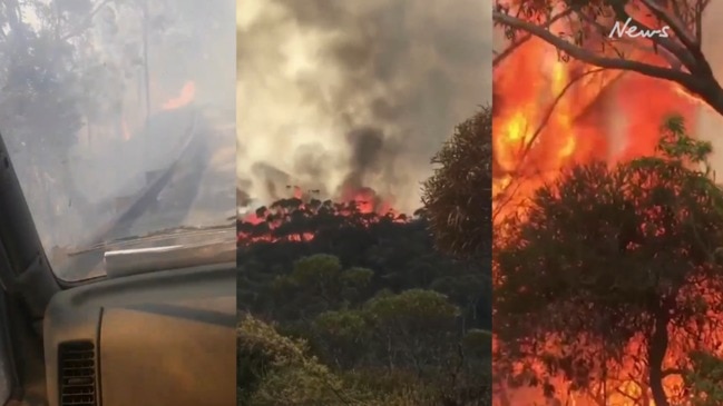 'I can't see': Passenger films alarming escape from bushfire