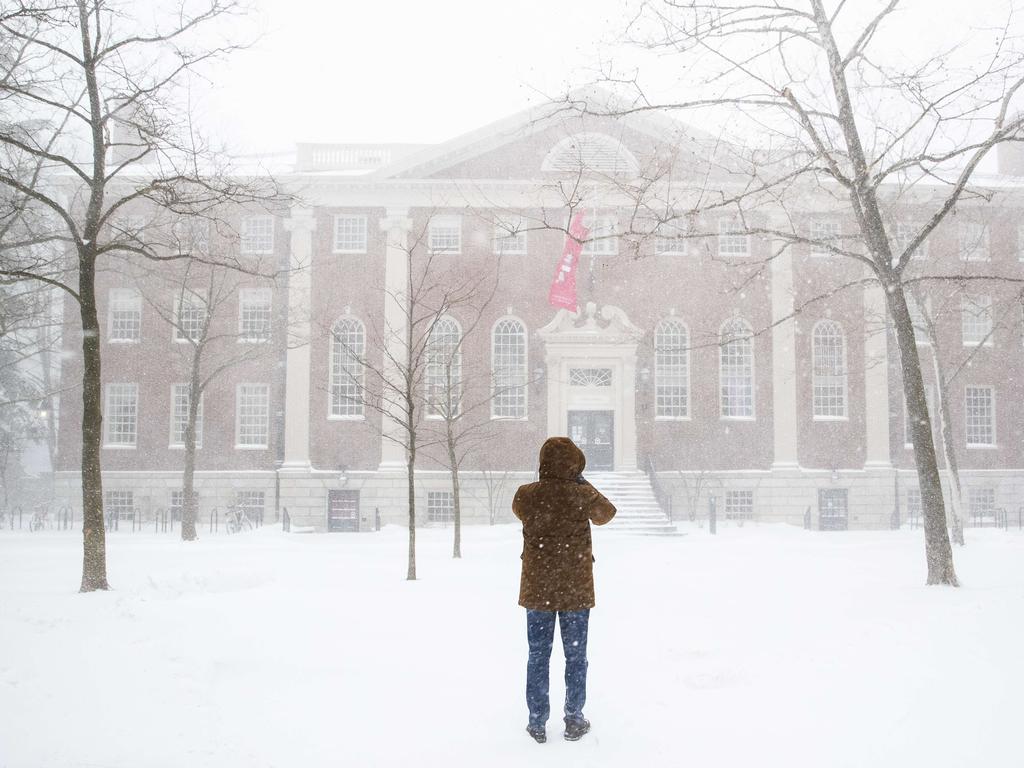 Snow on campus at Harvard University in Cambridge, Massachusetts. Picture: Getty