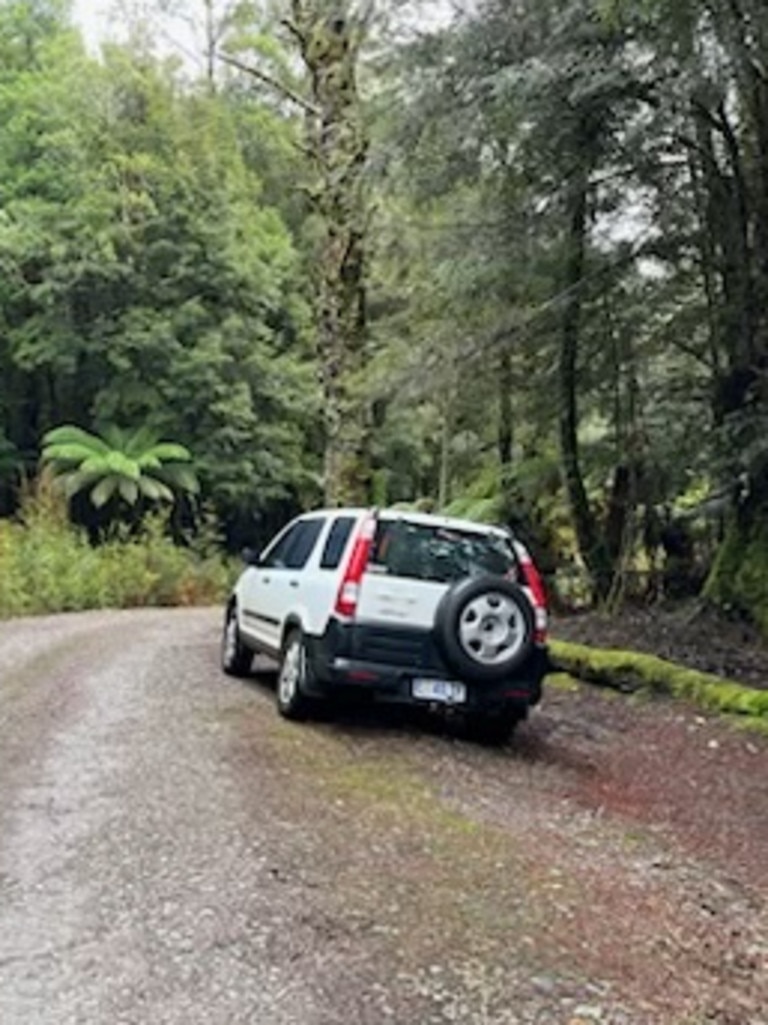 Police found her white Honda CRV in the carpark of the Philosopher Falls Trail on Monday, June 26. Picture: Tasmania Police