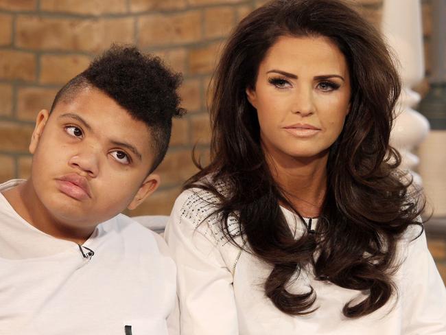 4527768 - Katie Price and her son Harvey appear on 'This Morning' in London, UK. ahead of Mother's Day, Katie joined 'This Morning' alongside her son Harvey and her mother Amy Price who also helps out with his care, to give us an update on Harvey's life, and to raise awareness of his conditions. Pictured: Katie Price and Harvey Price Ref: SPL974979 130315 Picture by: Rex Features / Splash News Splash News and Pictures Los Angeles: 310-821-2666 New York: 212-619-2666 London: 870-934-2666 photodesk@splashnews.com