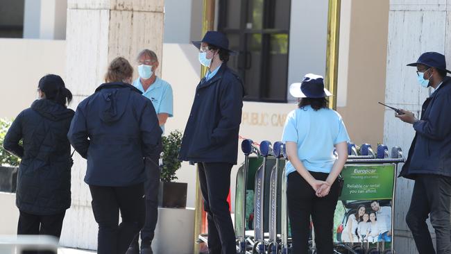 Security keep watch at the View Hotel. Picture: NCA NewsWire/ David Crosling