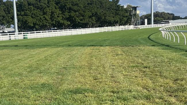 An image of the damaged track at the Gold Coast which has caused the meeting to be transferred to the Sunshine Coast Picture: Supplied