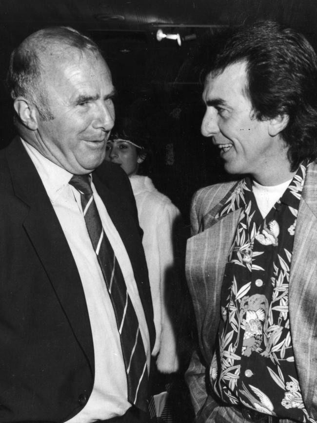 James with Beatle George Harrison in Adelaide in 1986.