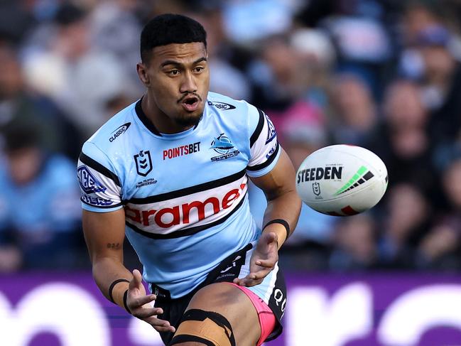 Ronaldo Mulitalo is out for the Sharks. Picture: Brendon Thorne/Getty Images