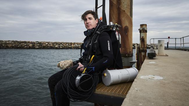 Marine Biologist, Dominic McAfee from University of Adelaide. Picture: Matt Loxton