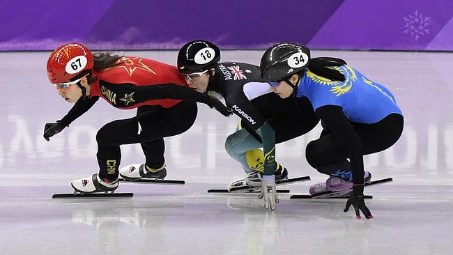 Deanna Lockett is sandwiched between rivals in PyeongChang.