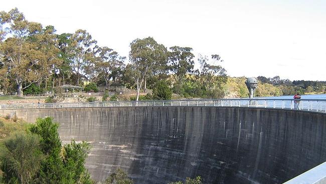 The Whispering Wall at the Gawler Reservoir, near Williamstown, in the Barossa Valley.