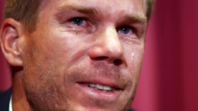 David Warner let his emotions flow at the press conference.