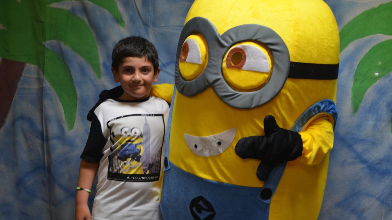 Anthony Coco poses with Dave the Minion at the Stanthorpe Police Blue Light disco on Friday night. Photo Emma Boughen / Stanthorpe Border Post