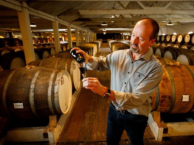 James Halliday has awarded Seppeltsfield's 100-year-old tawny (port) 100 points. Chief winemaker Nigel Thiele with the 1917 drop.