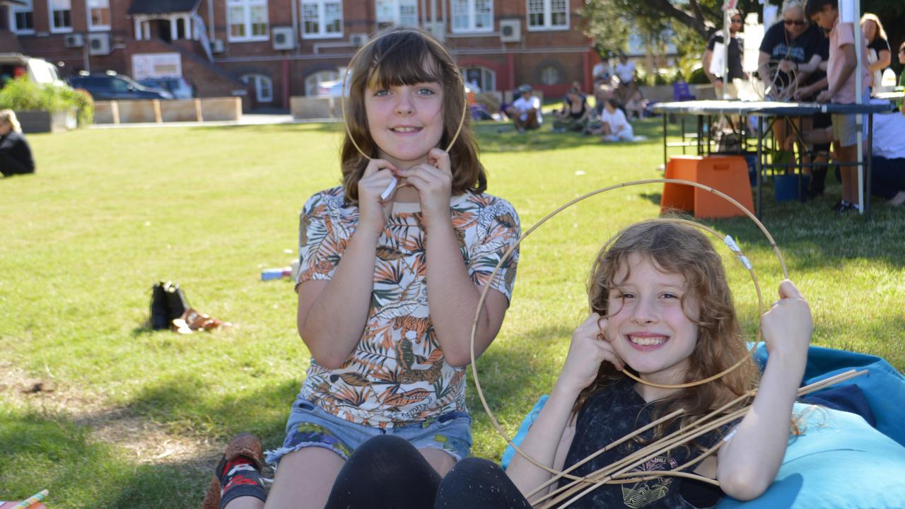 Maeve Genders and Lillybel Wolf hang out at The Lismore Quad.