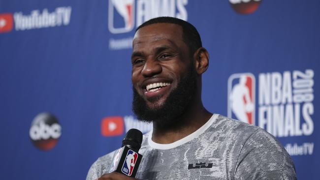 Cleveland Cavaliers forward LeBron James takes questions at a press conference during the NBA Finals. Picture: AP Photo/Carlos Osorio