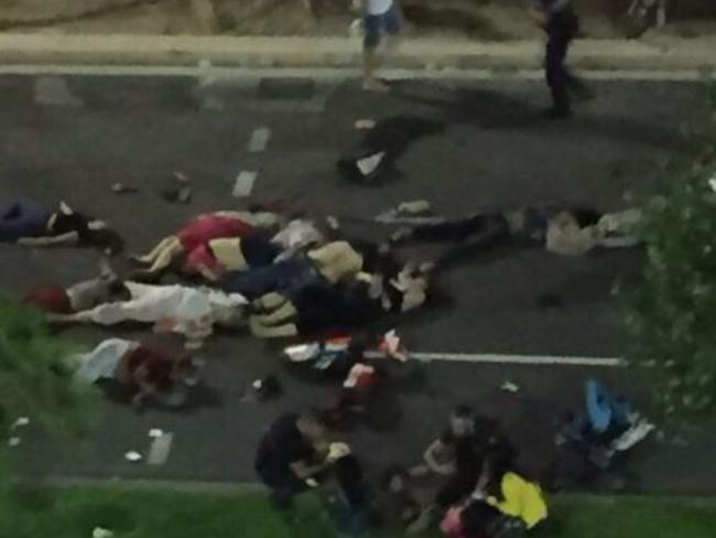 A truck has run over dozens of people celebrating Bastille Day in the French city of Nice. Picture: Twitter