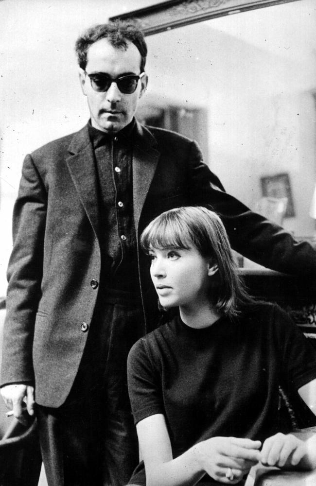 New wave director Jean-Luc Godard with his wife Anna Karina, to whom he was married briefly, in undated photo.