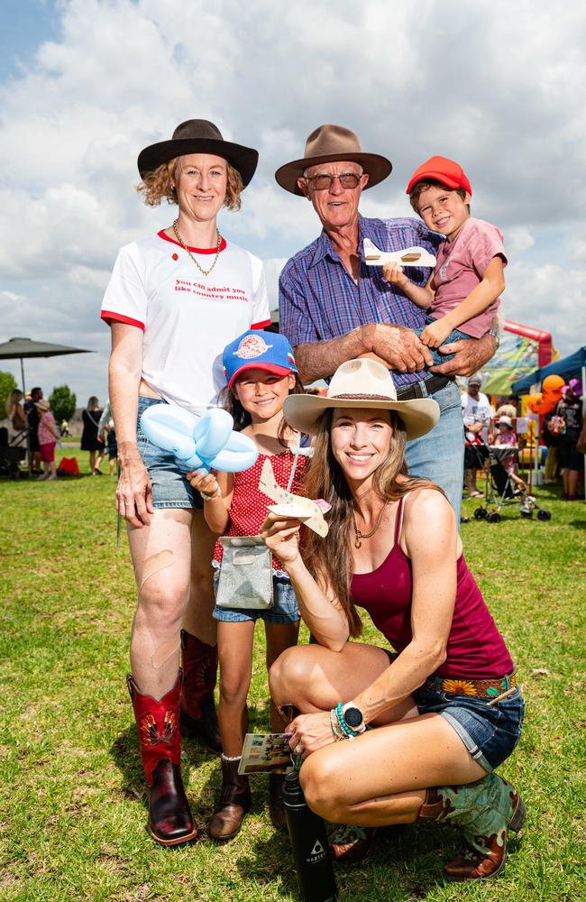 At Wellcamp Airport 10th anniversary community day are (from left) Karina Griffiths, Raquaya Thierry, Terry Griffiths, Nedizha Griffiths and Charleston Thierry, Sunday, November 10, 2024. Picture: Kevin Farmer