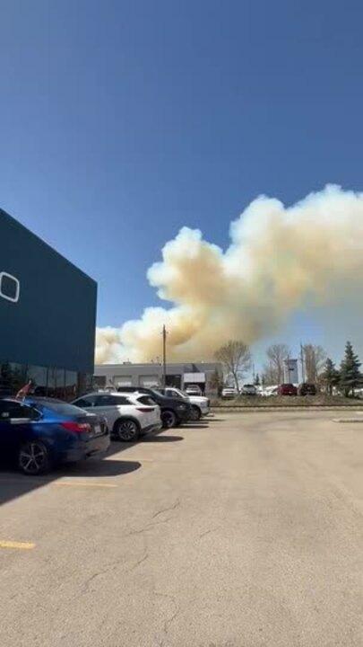 Smoke Rises as Wildfire Burns Near Edmonton Businesses