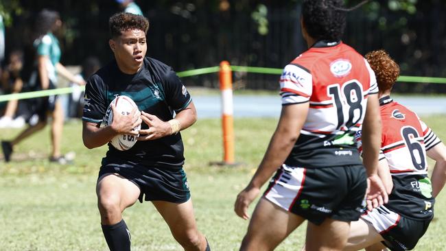 Elsiyah Suavai-Laumatia in the Payne Cup schoolboy's rugby league match between Trinity Bay State High School Rays and Kirwan State High School Bears, held at Trinity Bay State High School, Cairns. Picture: Brendan Radke