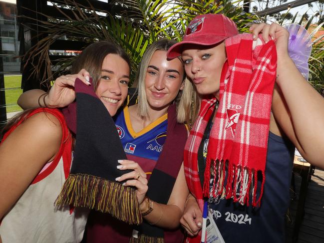 AFL grand final celebrations around Geelong . Edge Geelong left: Lauren Birkett , Payton Booth and Antonia McFarlane Picture: Mark Wilson