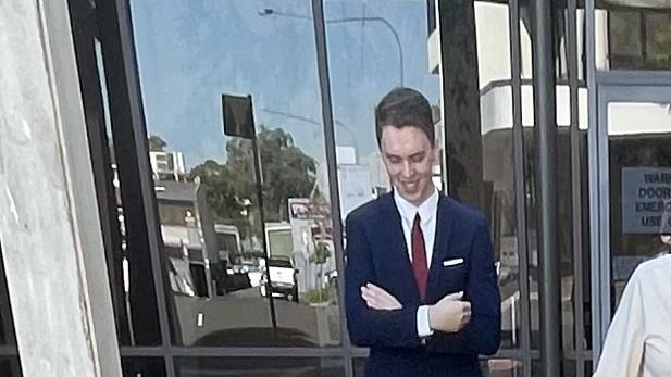 Jack Bannerman is on trial at Downing Centre for the alleged sexual assault of a fellow cadet at Holsworthy Defence Barracks. Pictured here leaving Campbelltown Court on May 2, 2022. Picture: Annie Lewis