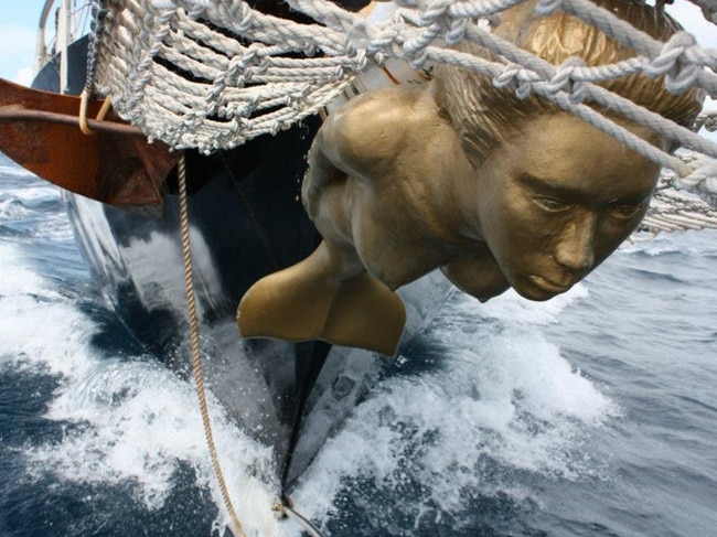 South Passage's mermaid, on the ship’s bow.