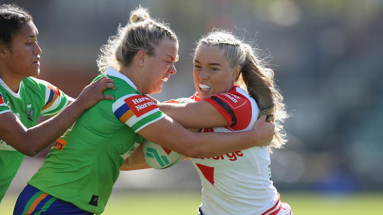 Teagan Berry had a try disallowed in the Dragons’ golden point loss to Canberra. Picture; Tim Allsop/Getty Images