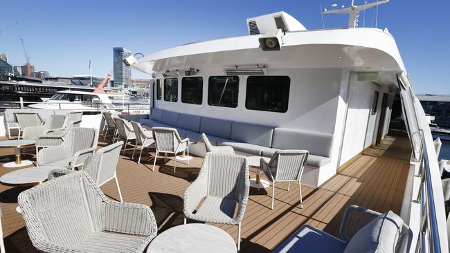 On the top deck of The Jackson, passengers can lounge in the sun. Picture: Richard Dobson