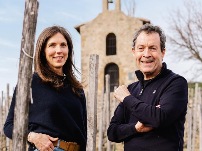 Caroline Frey, Chief Winemaker and vigneron, La Chapelle and Peter Gago,Chief Winemaker Penfolds Grange at the Hill of Hermitage, Rhône Valley France. Picture: Supplied