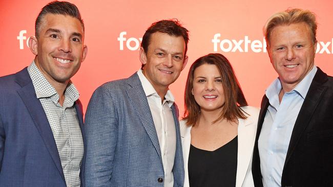 Braith Anasta, Adam Gilchrist, Kelli Underwood and Dermott Brereton at the Foxtel Media Launch last year.