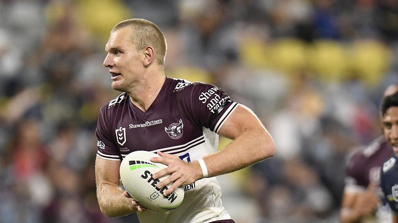 Manly coach Des Hasler believes Sea Eagles star Tom Trbojevic deserves to be on the same stage as the game’s best following his scintillating season. Picture: Ian Hitchcock/Getty Images