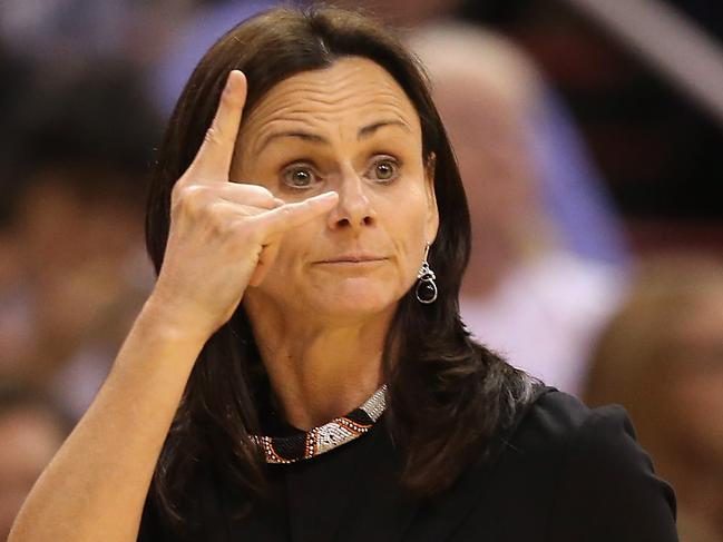 PHOENIX, AZ - SEPTEMBER 09:  Head coach Sandy Brondello of the Phoenix Mercury reacts during game two of the WNBA Finals against the Chicago Sky at US Airways Center on September 9, 2014 in Phoenix, Arizona.  The Mercury defeated the Sky 97-68.  NOTE TO USER: User expressly acknowledges and agrees that, by downloading and or using this photograph, User is consenting to the terms and conditions of the Getty Images License Agreement.  (Photo by Christian Petersen/Getty Images)