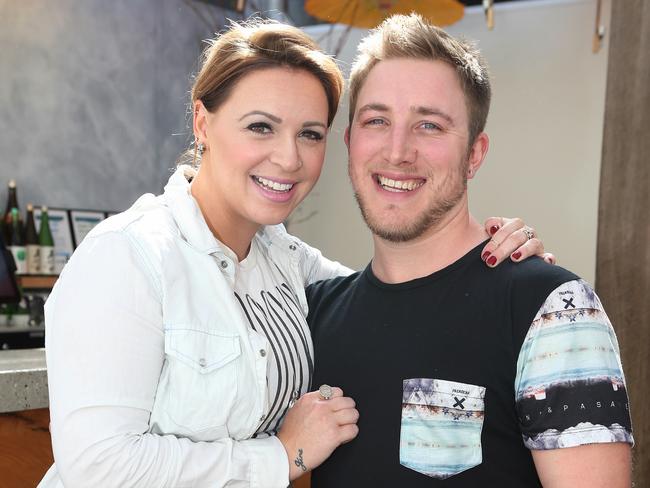 All smiles now ... The Block contestants Whitney Noland and Andrew Simmons. Picture: Julie Kiriacoudis