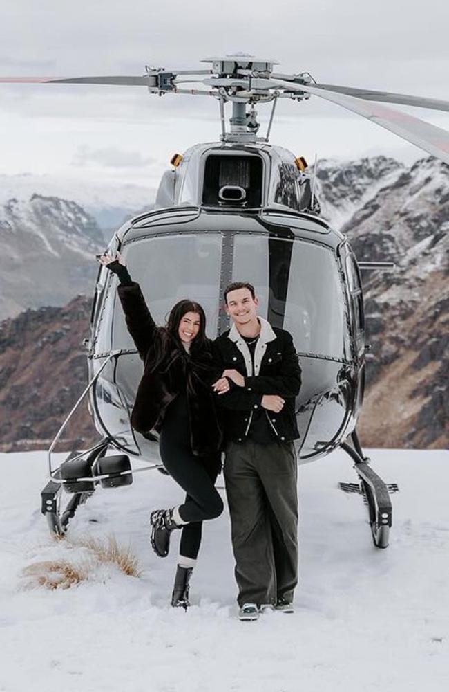 Daniel Rioli popped the question at New Zealand’s snowy mountains. Picture: Instagram