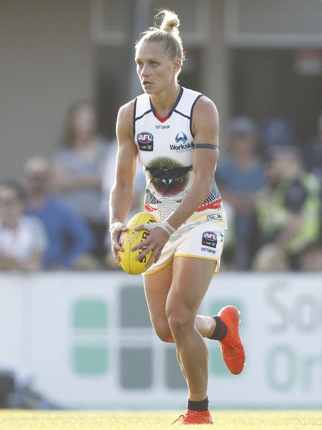 Crows co-captain Erin Phillips has kicked nine goals so far this 2019 season. Picture: AAP Image/Daniel Pockett