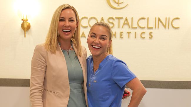 Samantha Baker (R) with clinic director Nicole Cronin from The Coastal Clinic Aesthetics has taken out first place in the Gold Coast’s best cosmetic injector competition. Picture: Glenn Campbell