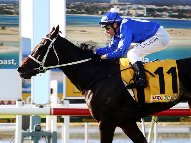 Larry Cassidy onboard Winx on Caloundra Cup Day. Picture: Tara Croser.