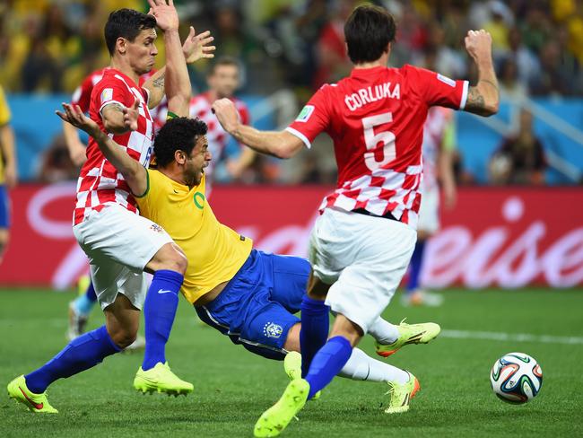 Fred of Brazil was accused of diving in a controversial moment that earned his side a penalty in the 2014 World Cup opener against Croatia.