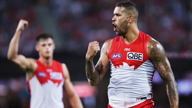 Lance Franklin is on track for a remarkable 100-goal season. Picture: Phil Hillyard