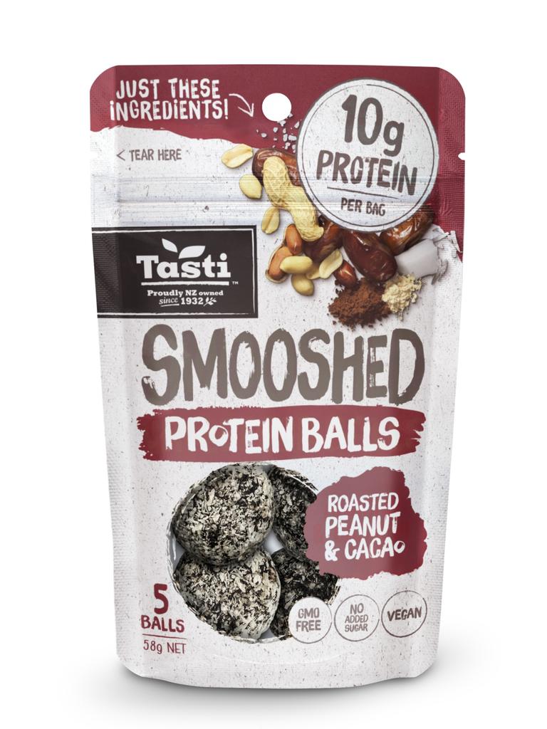 Smooshed protein balls are a tasty snack.