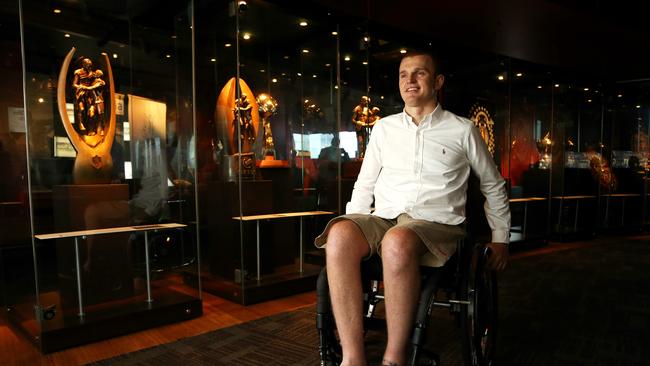 Former rugby league player Alex McKinnon at the launch of The Big Day Off at NRL headquarters which is an initiative to raise funds to support people and fund research to support those affected by spinal cord injury. Picture: Adam Taylor