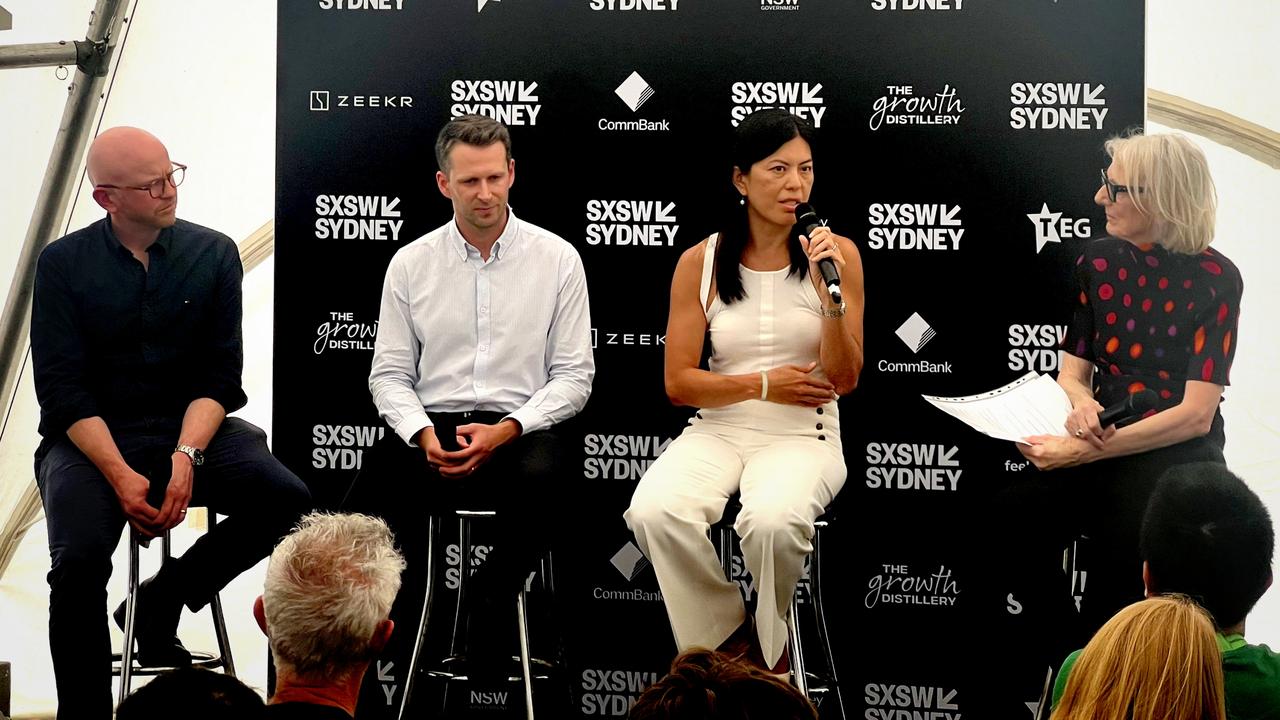 From left: The Australian's technology editor Jared Lynch, Startmate CEO Michael Batko, Rich Data Co founder Ada Guan and Helen Trinca, the editor of The Australian's The Deal, at the Ideas Dome at South by Southwest (SXSW) in Sydney.