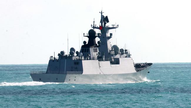 The People's Liberation Army-Navy (PLA-N) Jiangkai-class frigate Hengyang sailing at an undisclosed location. Picture: Handout / AUSTRALIAN DEFENCE FORCE / AFP